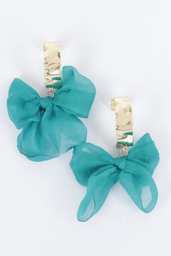 Metal & Fabric Flower Earrings – Bold Floral Accent