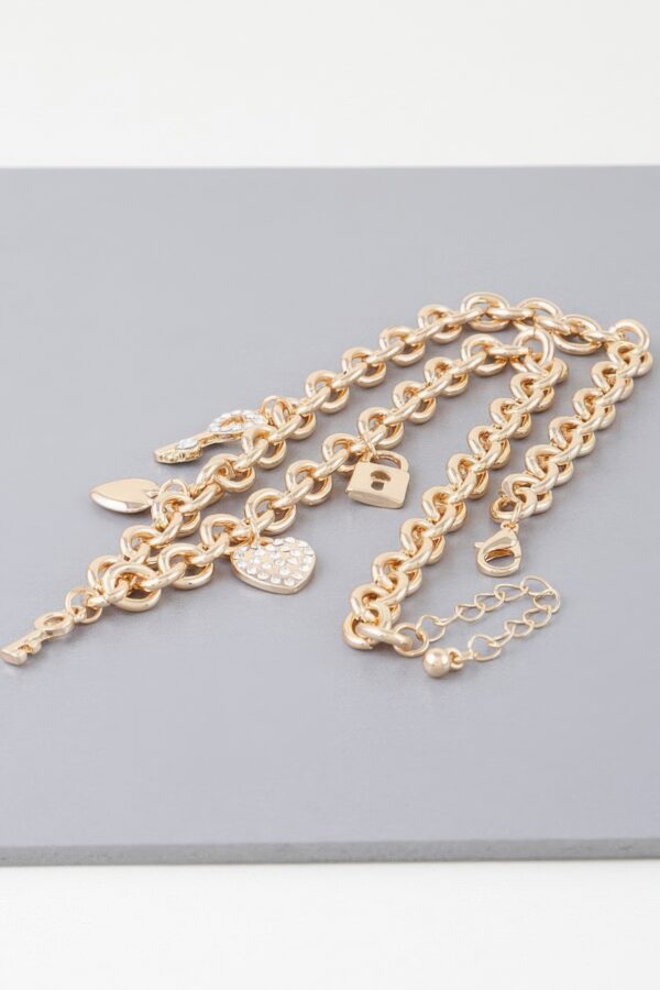 Heart Lock Charm Necklace – Polished Metal, Gold or Silver