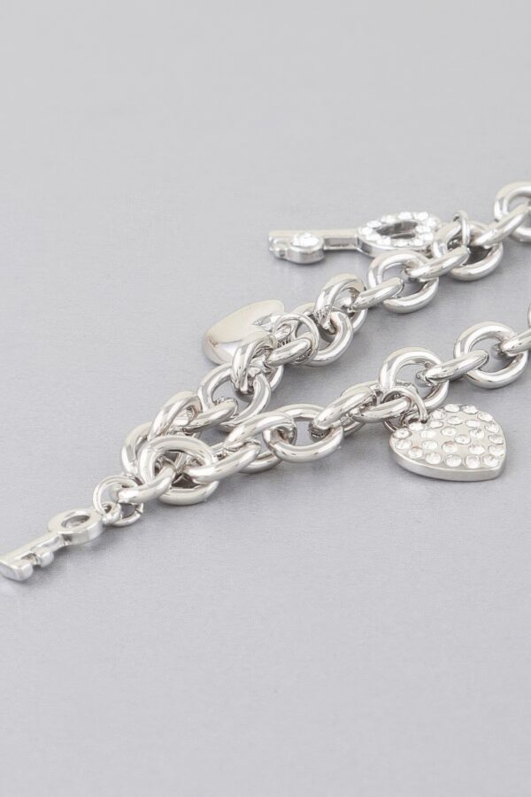 Heart Lock Charm Necklace – Polished Metal, Gold or Silver