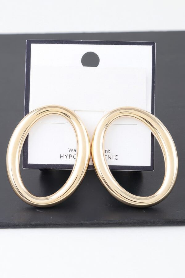 Shiny O Oval Earrings – Polished Metal in Gold or Silver