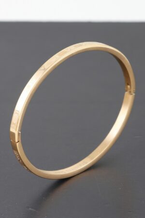 Thin Roman Numeral Bracelet – Engraved Slim Band, Gold/Silver