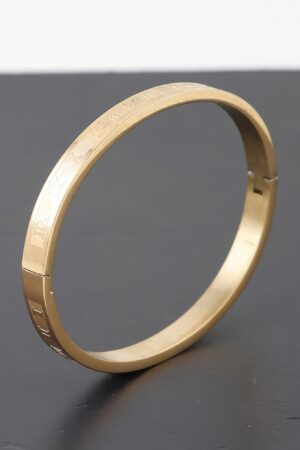 Roman Numeral Bracelet – Engraved Metal Bangle in Gold or Silver