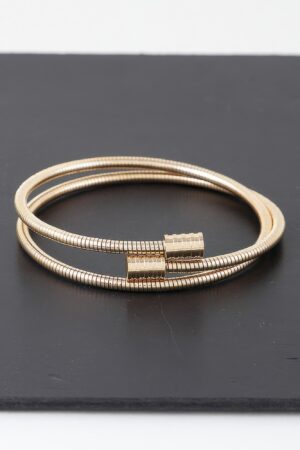 Coil Wrapped Metal Bracelet – Coiled Cuff in Gold or Silver