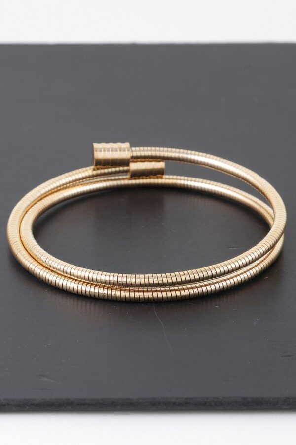 Coil Wrapped Metal Bracelet – Coiled Cuff in Gold or Silver