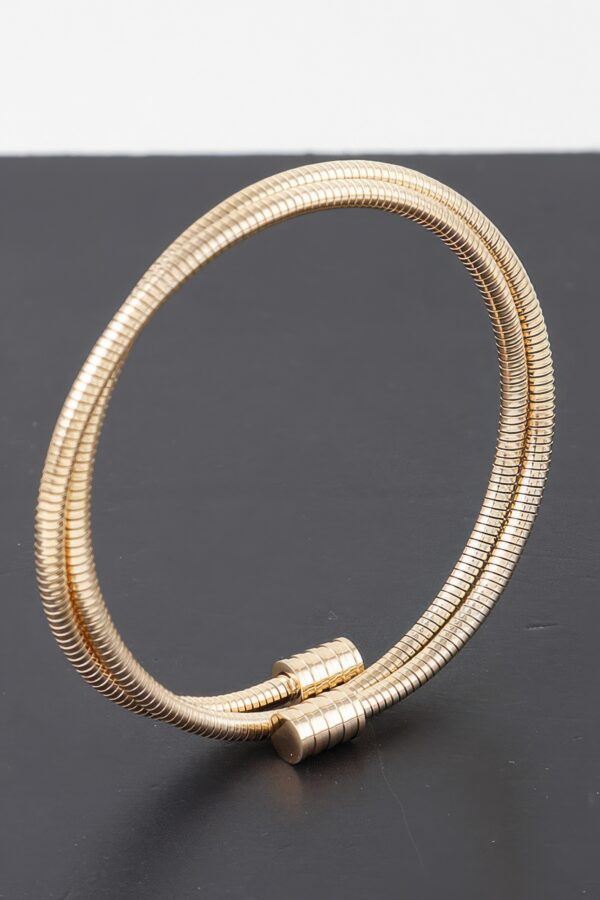 Coil Wrapped Metal Bracelet – Coiled Cuff in Gold or Silver