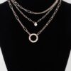 Multilayer Chain Necklace with Ring Pendant – Gold