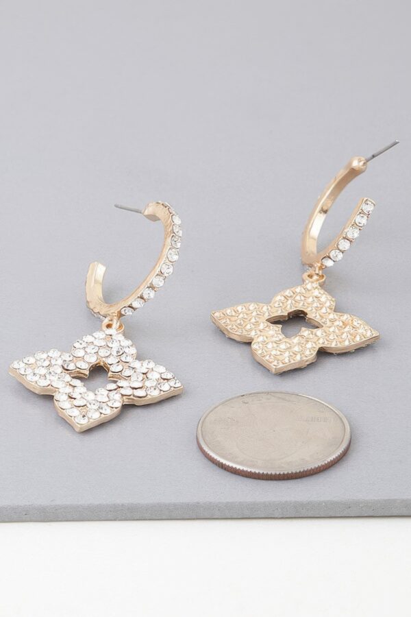 Bejeweled Flower Drop Earrings – Clear Rhinestones, Gold or Silver