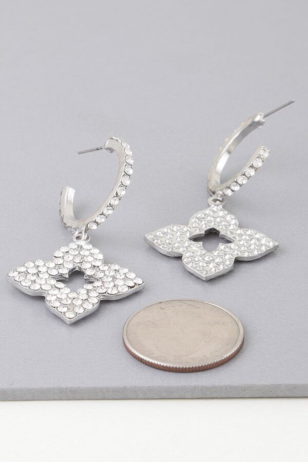 Bejeweled Flower Drop Earrings – Clear Rhinestones, Gold or Silver