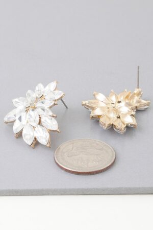 Shiny Leaves Rhinestone Drop Earrings – Gold or Silver