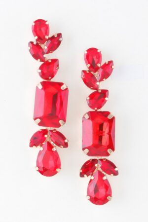 Rhinestone Dangle Drop Earrings – Polished Metal