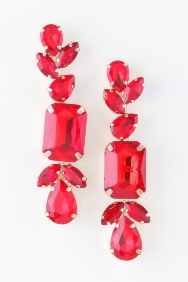 Rhinestone Dangle Drop Earrings – Polished Metal
