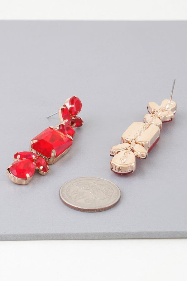Rhinestone Dangle Drop Earrings – Polished Metal