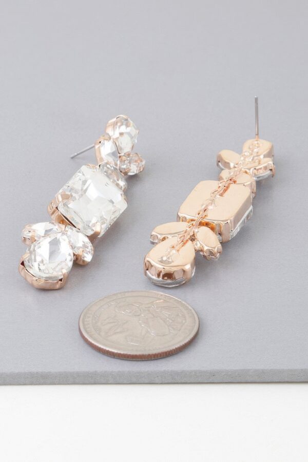 Rhinestone Dangle Drop Earrings – Polished Metal