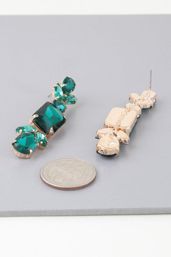 Rhinestone Dangle Drop Earrings – Polished Metal
