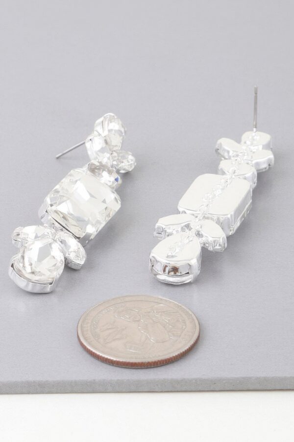 Rhinestone Dangle Drop Earrings – Polished Metal