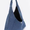 Denim Hobo Bag – Slouchy Denim Tote in Black or Dark Blue