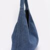 Denim Hobo Bag – Slouchy Denim Tote in Black or Dark Blue