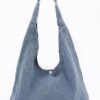 Denim Hobo Bag – Slouchy Denim Tote in Black or Dark Blue
