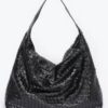 Metallic Braided Tote – Polyurethane Shimmer (Gold/Silver/Black)