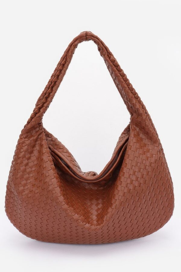 Braided Faux Leather Shoulder Bag – Minimalist Chic