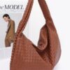 Braided Faux Leather Shoulder Bag – Minimalist Chic