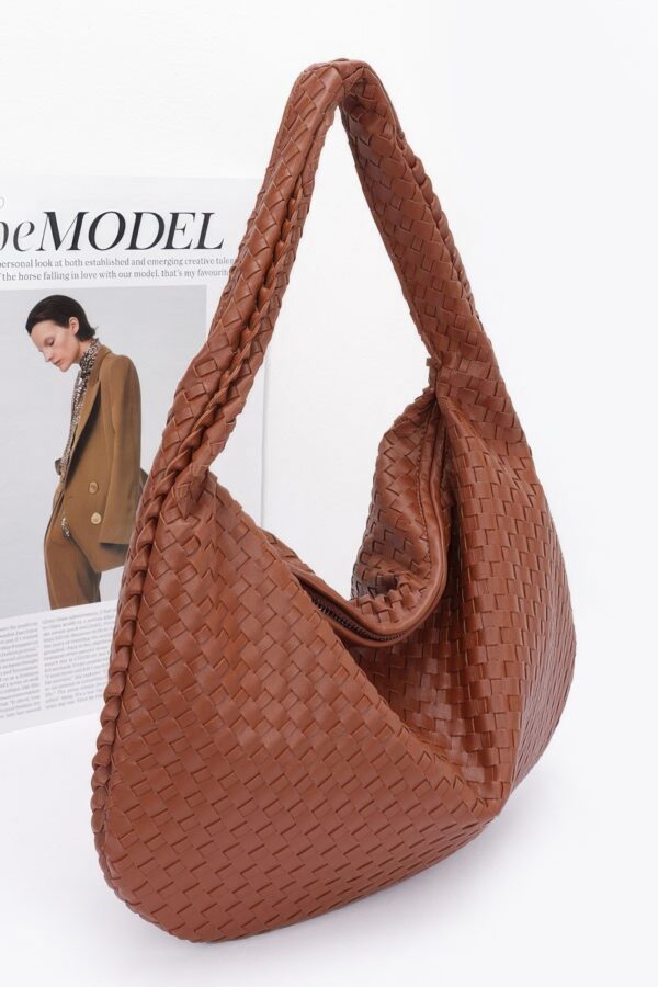 Braided Faux Leather Shoulder Bag – Minimalist Chic