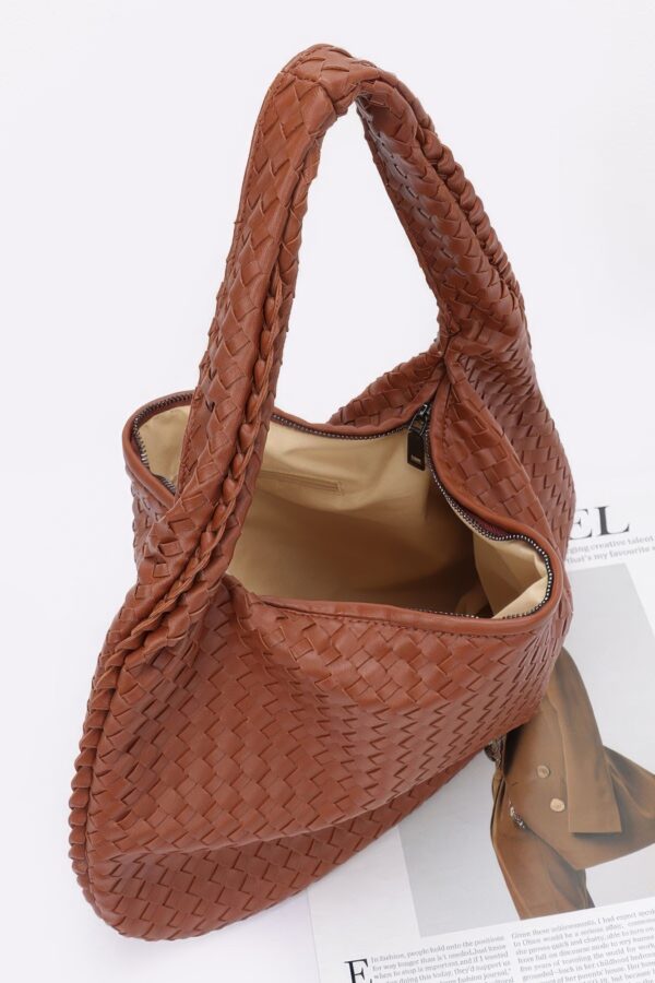 Braided Faux Leather Shoulder Bag – Minimalist Chic
