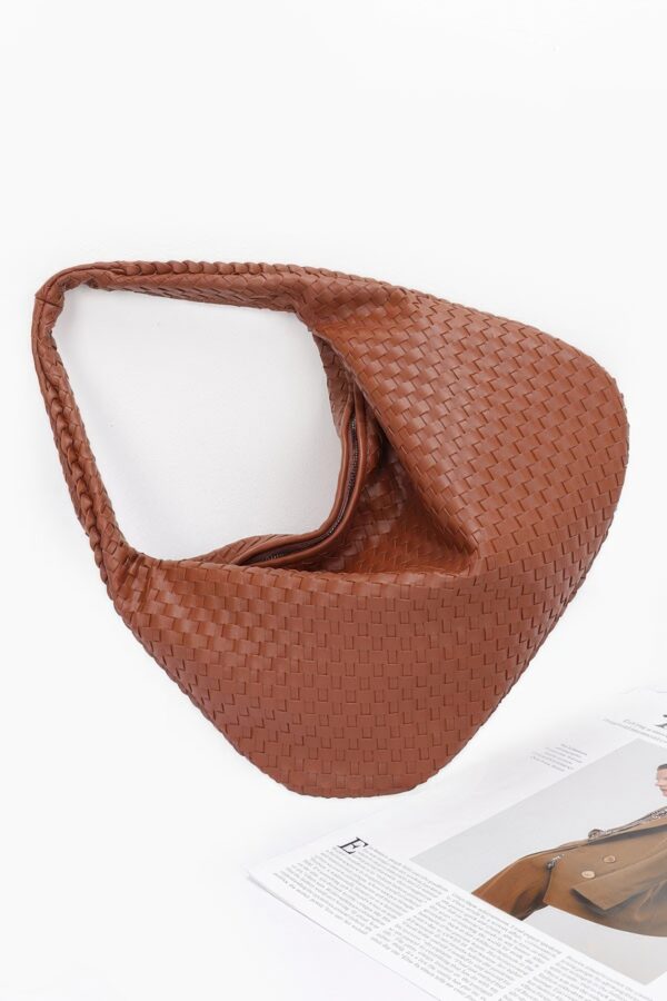 Braided Faux Leather Shoulder Bag – Minimalist Chic