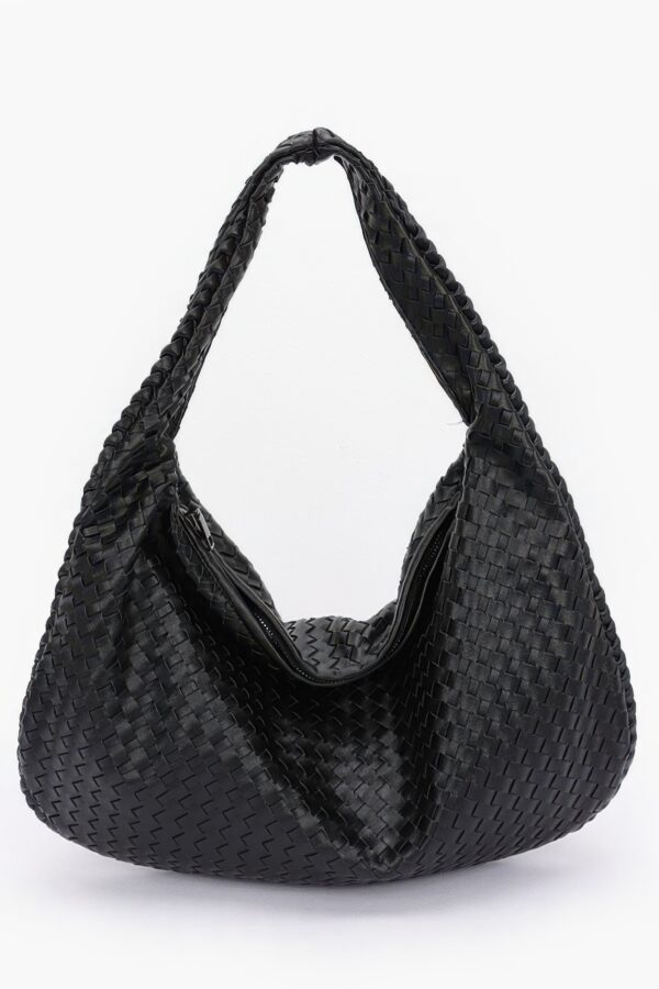 Braided Faux Leather Shoulder Bag – Minimalist Chic
