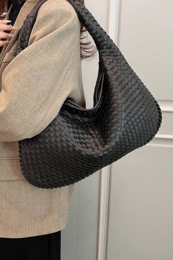 Braided Faux Leather Shoulder Bag – Minimalist Chic