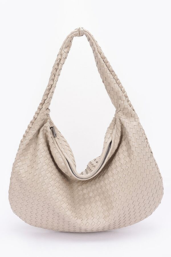 Braided Faux Leather Shoulder Bag – Minimalist Chic