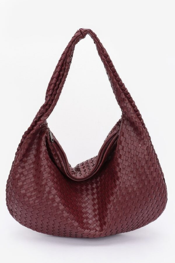 Braided Faux Leather Shoulder Bag – Minimalist Chic