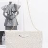 Handmade Faux Pearl Clutch with Mixed Metal Accents – Cream