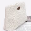 Handmade Faux Pearl Clutch with Mixed Metal Accents – Cream