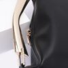 Faux Leather Metal-Handle Top Bag – Black/Camel