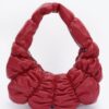Pleated Faux Leather Shoulder Bag with Wide Strap