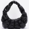 Pleated Faux Leather Shoulder Bag with Wide Strap