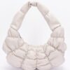 Pleated Faux Leather Shoulder Bag with Wide Strap