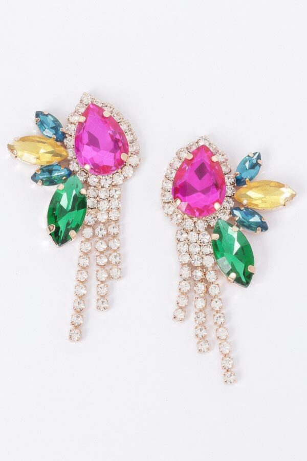 Rhinestone Drop Earrings – Sparkling 1.25 x 2.5 in
