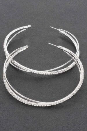 Rhinestone Hoop Earrings – Oversized 3.25 in Sparkle