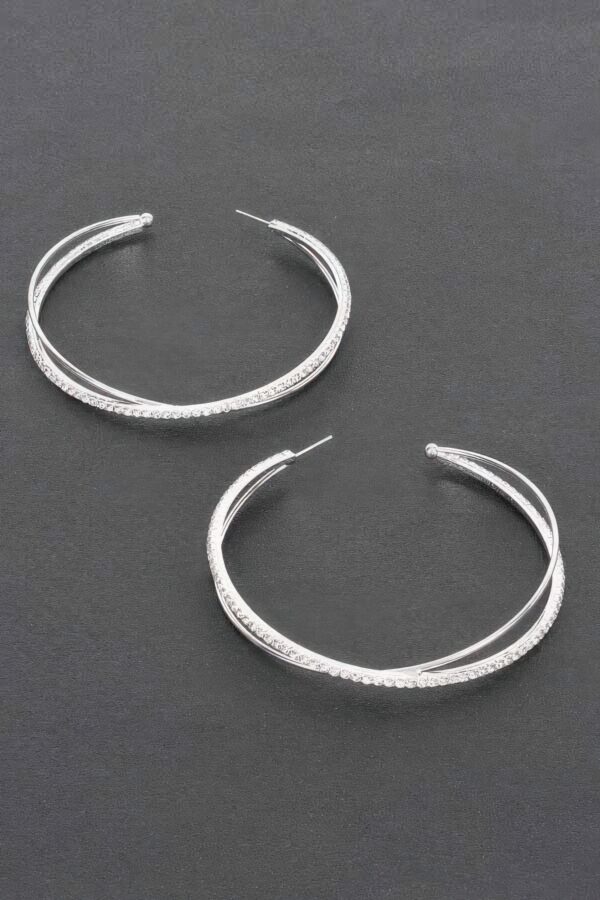 Rhinestone Hoop Earrings – Oversized 3.25 in Sparkle