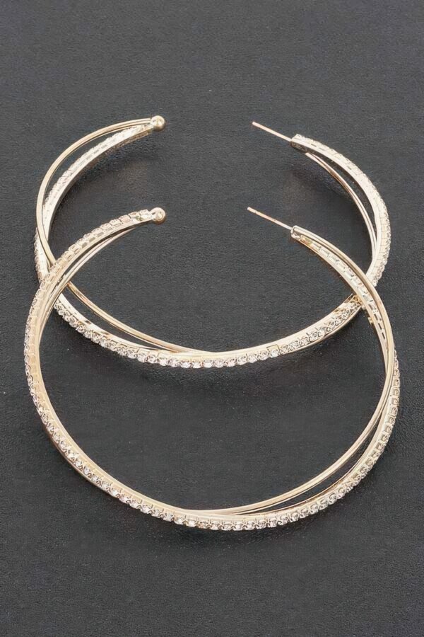 Rhinestone Hoop Earrings – Oversized 3.25 in Sparkle