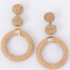 Round Faux Straw Earrings – Boho Textured Drops