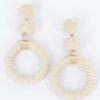 Round Faux Straw Earrings – Boho Textured Drops