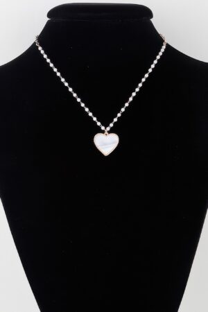 Pearled Marble Heart Necklace – Gold-Plated Chain