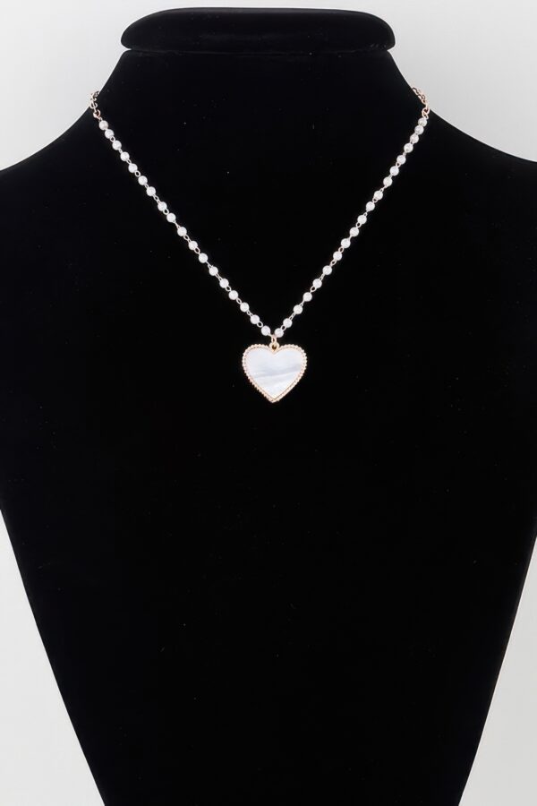 Pearled Marble Heart Necklace – Gold-Plated Chain