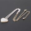 Pearled Marble Heart Necklace – Gold-Plated Chain
