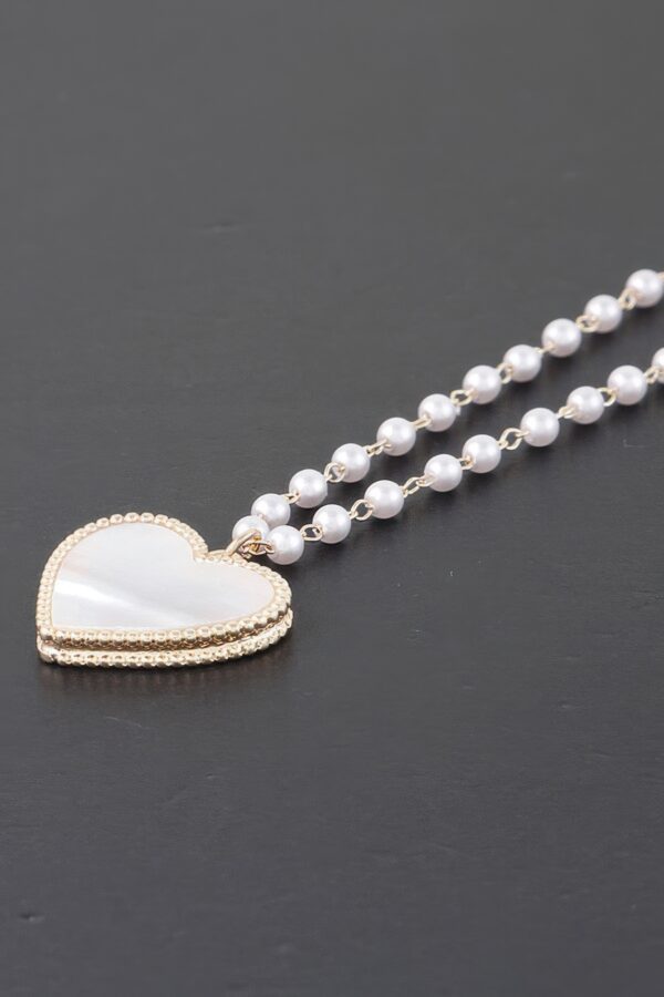 Pearled Marble Heart Necklace – Gold-Plated Chain