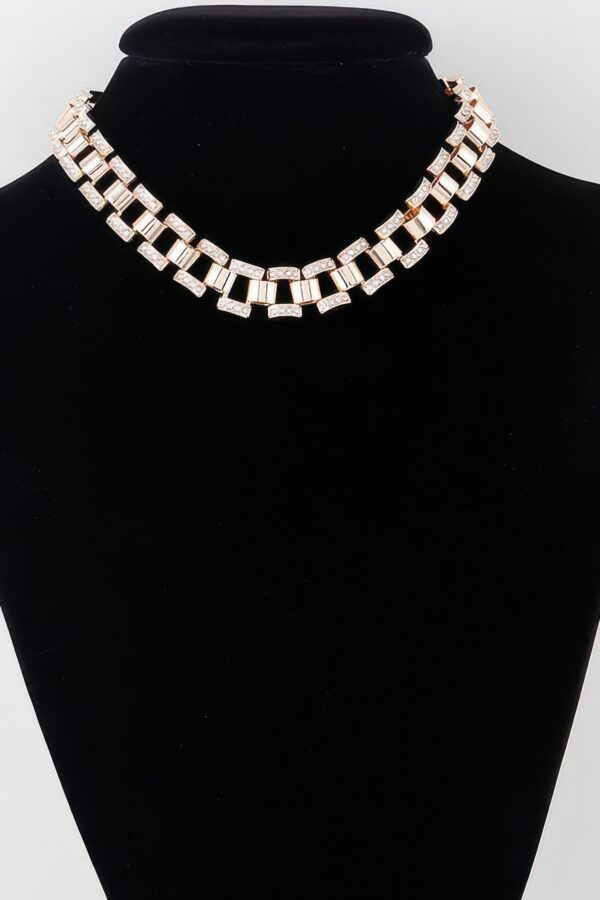 Jeweled Box Chain Necklace – Clear Gemstones, Gold or Silver
