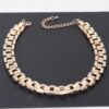 Jeweled Box Chain Necklace – Clear Gemstones, Gold or Silver
